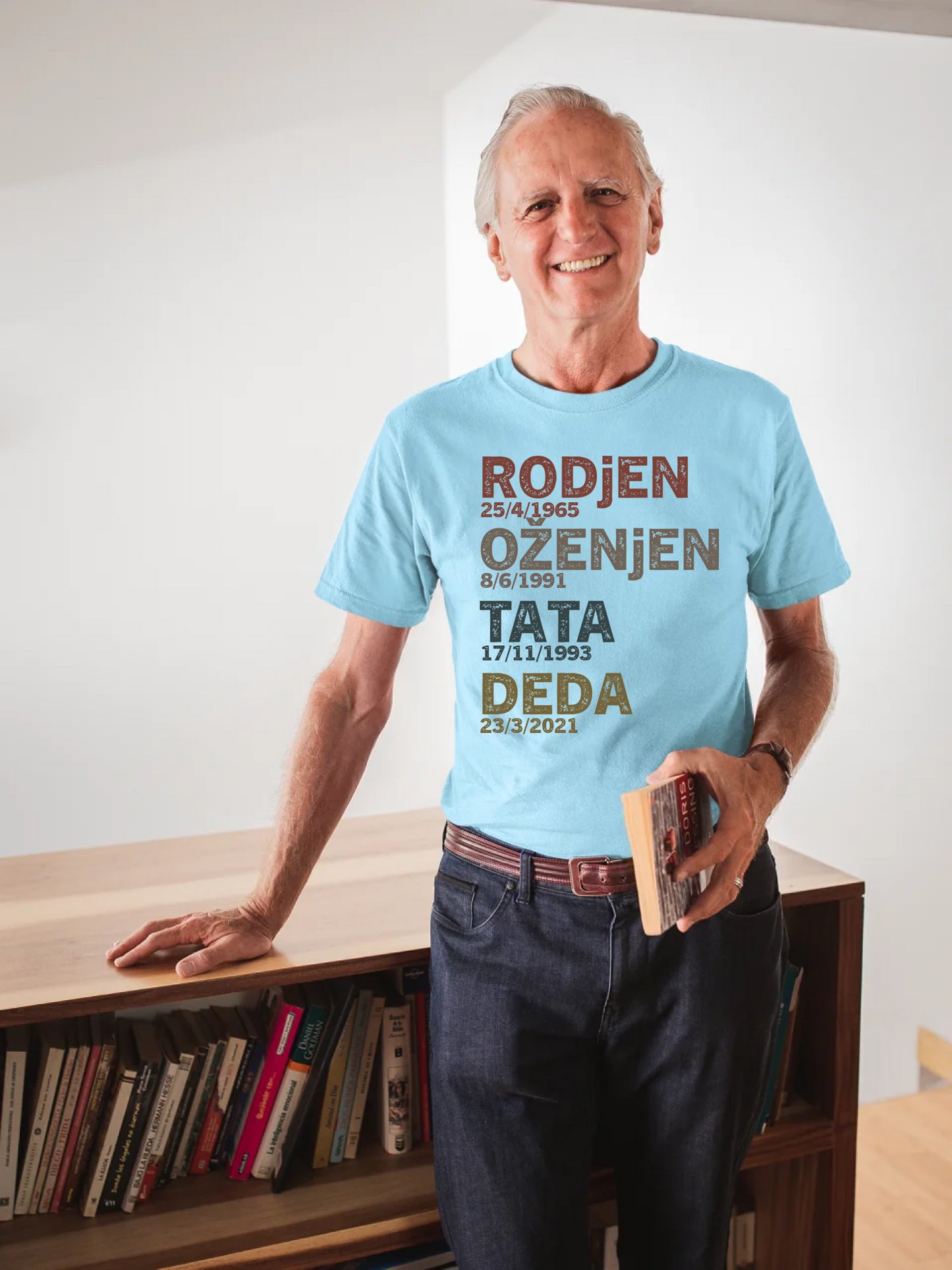 Muska Majica - Rodjen, Oženjen, Tata, Deda